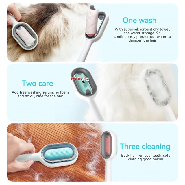 Clean Cat Brush Cat Dog Hair Removal Comb with Wipes Sticky Brush Cat Accessories Pet Products Grooming Supplies 6
