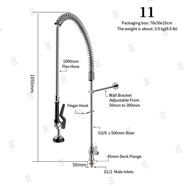 ก๊อกน้ําห้องครัวอุณหภูมิเดี่ยวระดับมืออาชีพพร้อมเครื่องพ่นสารเคมีล้างหน้าหน่วยอ่างล้างจานเชิงพาณิชย์แบบติดตั้งบนดาดฟ้าสําหรับร้านอาหารและบ้าน 2