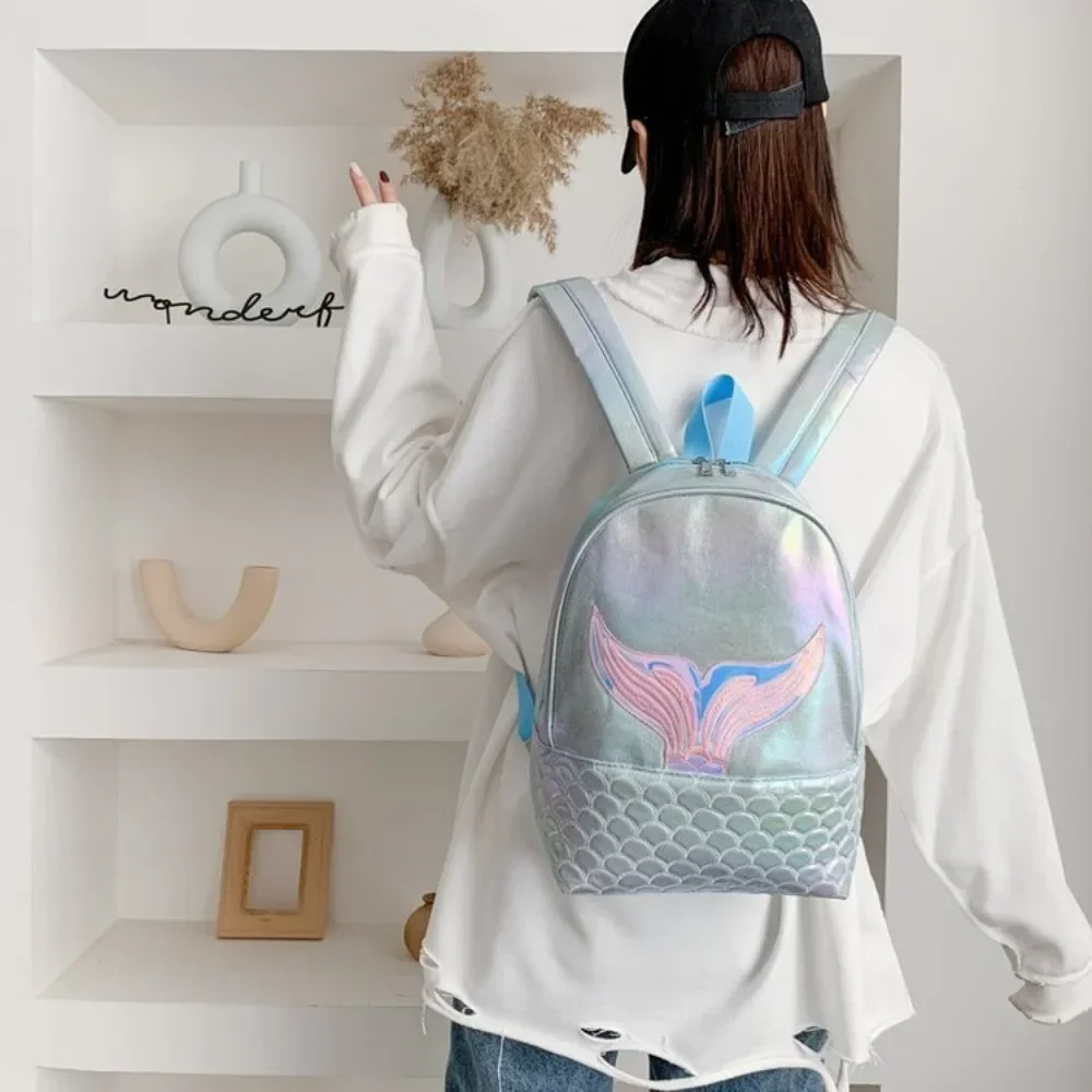 New Mermaid PU Backpack Custom Student School Bag Large Capacity Girl's Backpack Personalized Name Birthday Gift Bags