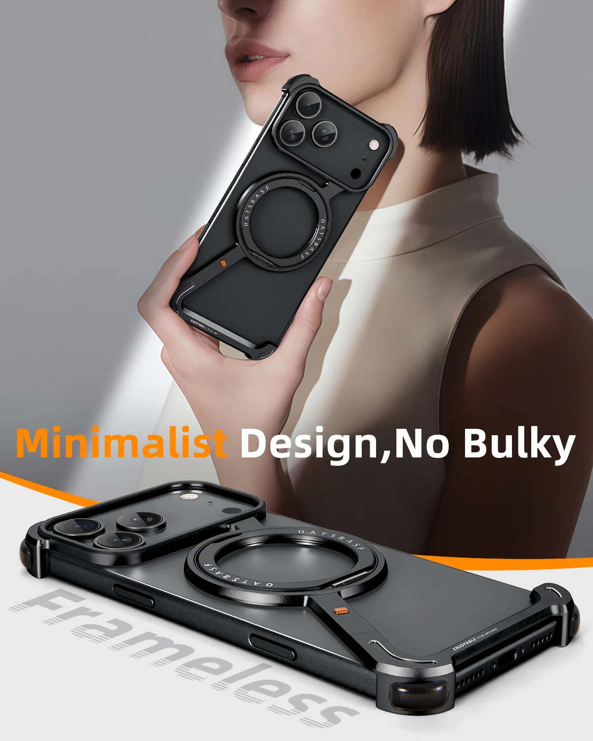 Eary Z-Shape Metal Phone Case for iPhone 17 Pro Max/17 Pro/17 Air with Ring Kickstand 360°Rotate Magnetic Protector Shockproof