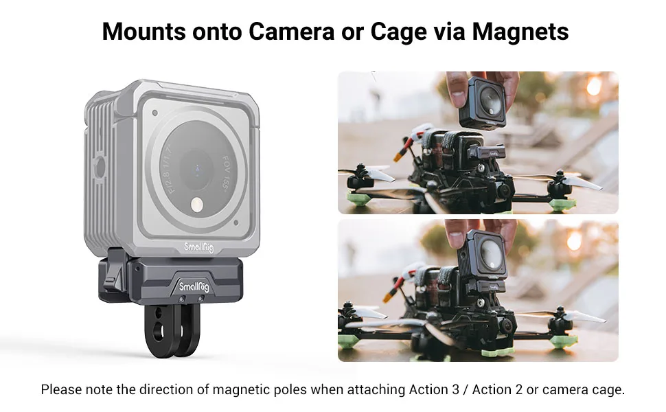 Magnetic Adapter Mount for DJI Osmo Action 4 /3 / 2 w Adapter Connection & 1/4”