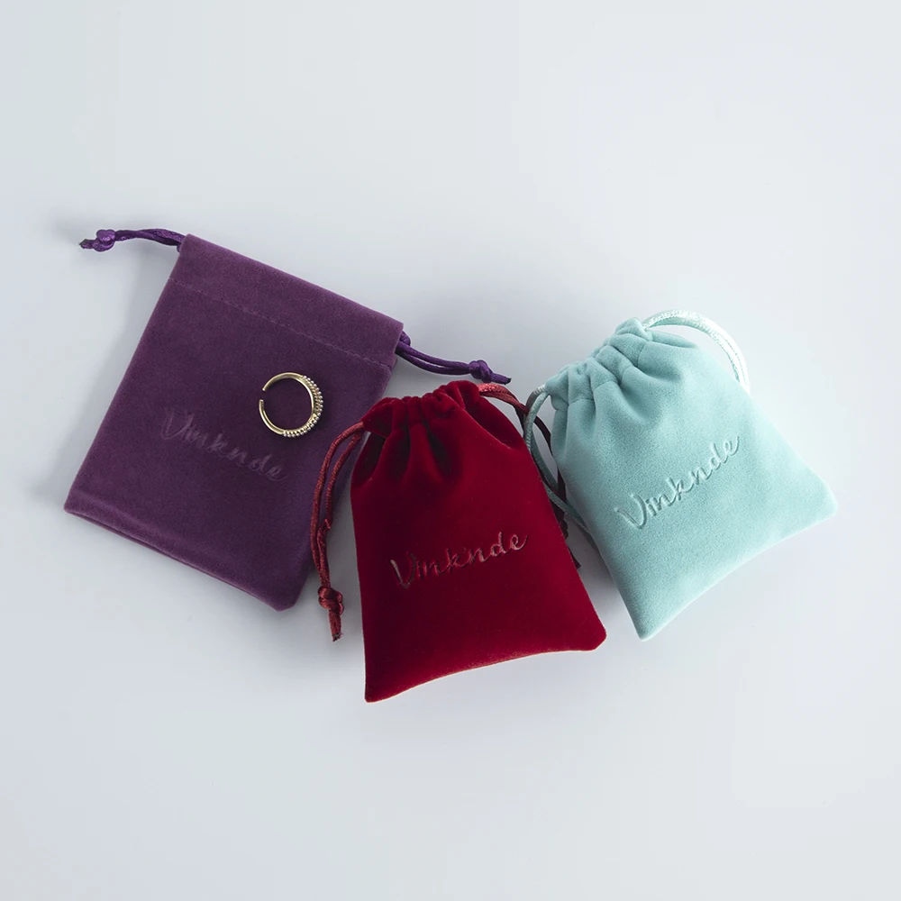 100-Pack Bulk Blue Velvet Jewelry Drawstring Pouch Custom Logo
