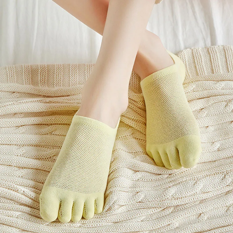 3Pairs Toe Socks Fashion Breathable Invisible Cotton Women Boat Sock Ultrathin Elastic Silicone Non-slip Women's Sox Calcetines