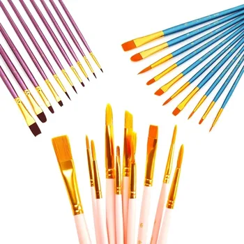 Ginflash 6/10pcs set Watercolor Gouache Painting Pen Nylon Hair Paint Brush Set Drawing Art Supplies 1
