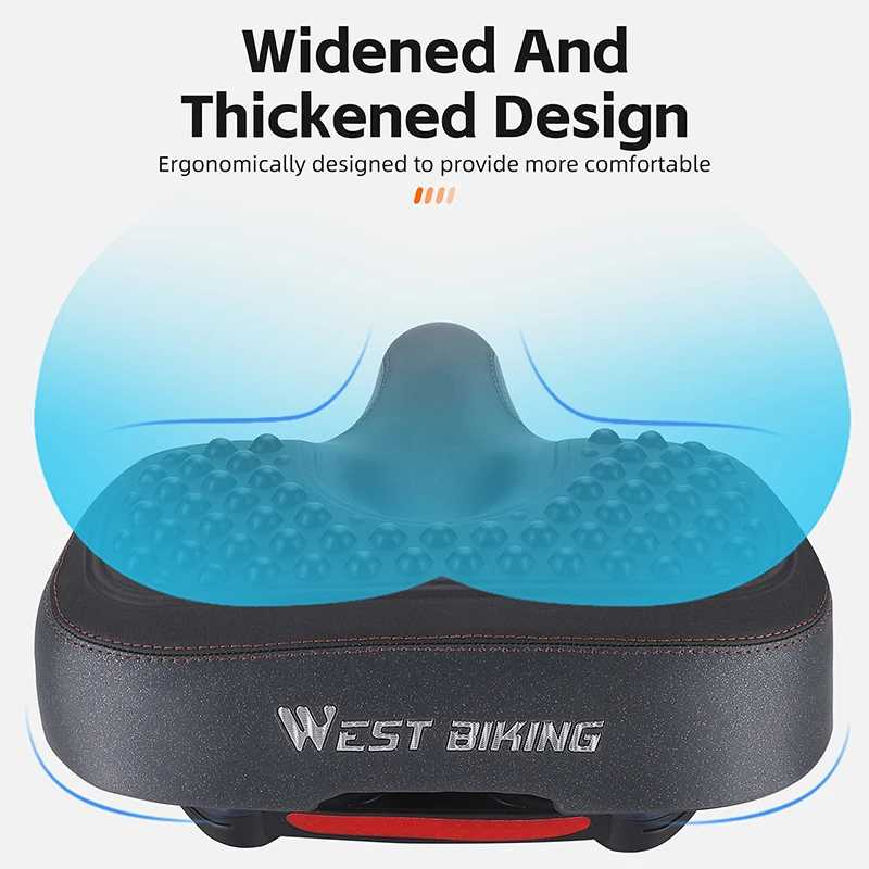 WEST BIKING Widened Thickened Bike Saddle Comfortable Shockproof Bicycle Cushion Breathable MTB Bike Seat Cycling Accessories