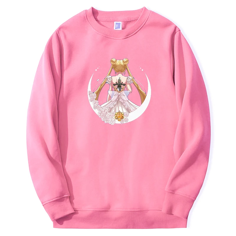 

2024 New Sailor Moon Anime Girl Hoodie Men Women Harajuku Kawaii Cute Pink Sweatshirts Long Sleeve Fashion Streetwear Moletom