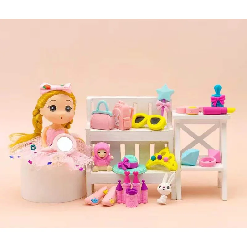 Eraser Set Creative Detachable Food Snack Lunch Box Eraser Set Play House Cartoon Student Prize Stationery Supplies pencil eraser,eraser pen,plasticine eraser,eraser refillable pen,biscuit eraser,kneadable eraser,retractable eraser