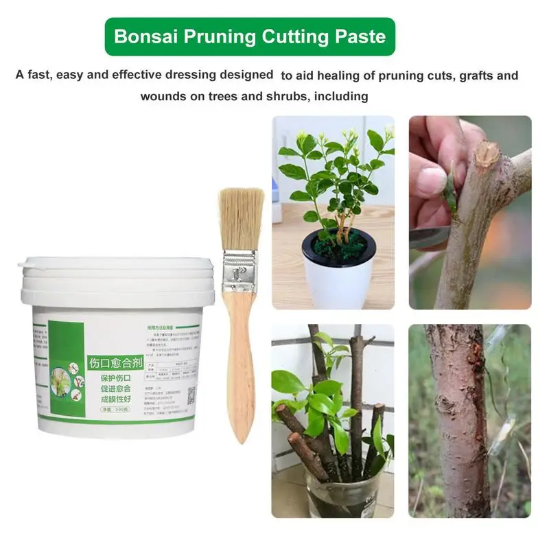 500g Tree Wound Sealer Pruning Compound Sealer With Brush Tree Wound Healing Sealant Waterproof Smear Plant Glue Adhesion Agent