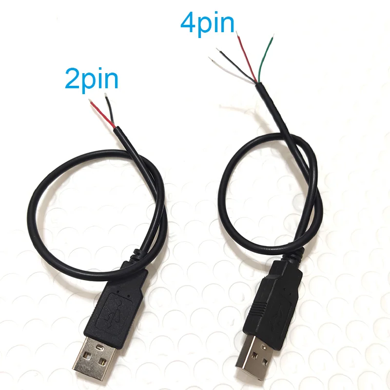 5V USB 0.3M 1M 2M 2 Pin 4pin 2 Wire DIY usb Male Female Jack Connector Cable Power Charge Extension Cable Cord Connector Adapter