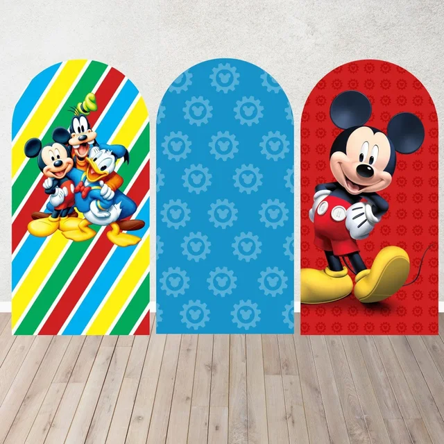 Cubierta de arco de Mickey Mouse y sus amigos, telón de fondo para niños,  feliz primer cumpleaños, dibujos animados, casa de club, cumpleaños,  decoración de pared - AliExpress