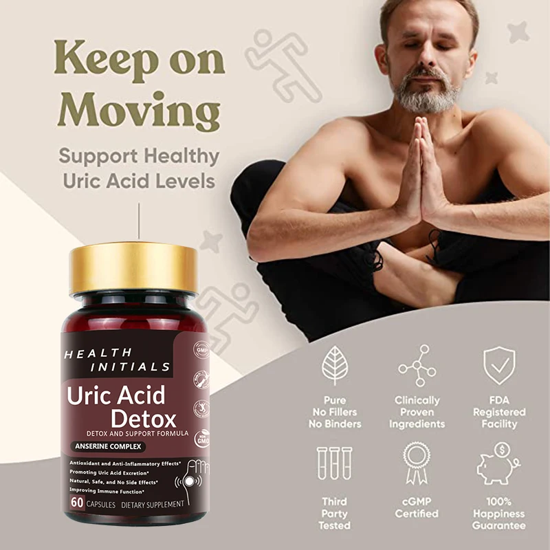 Balance Uric Acid Support Gout Joint Swelling Inflammation Pain And Stiffness Anserine 60 Capsules