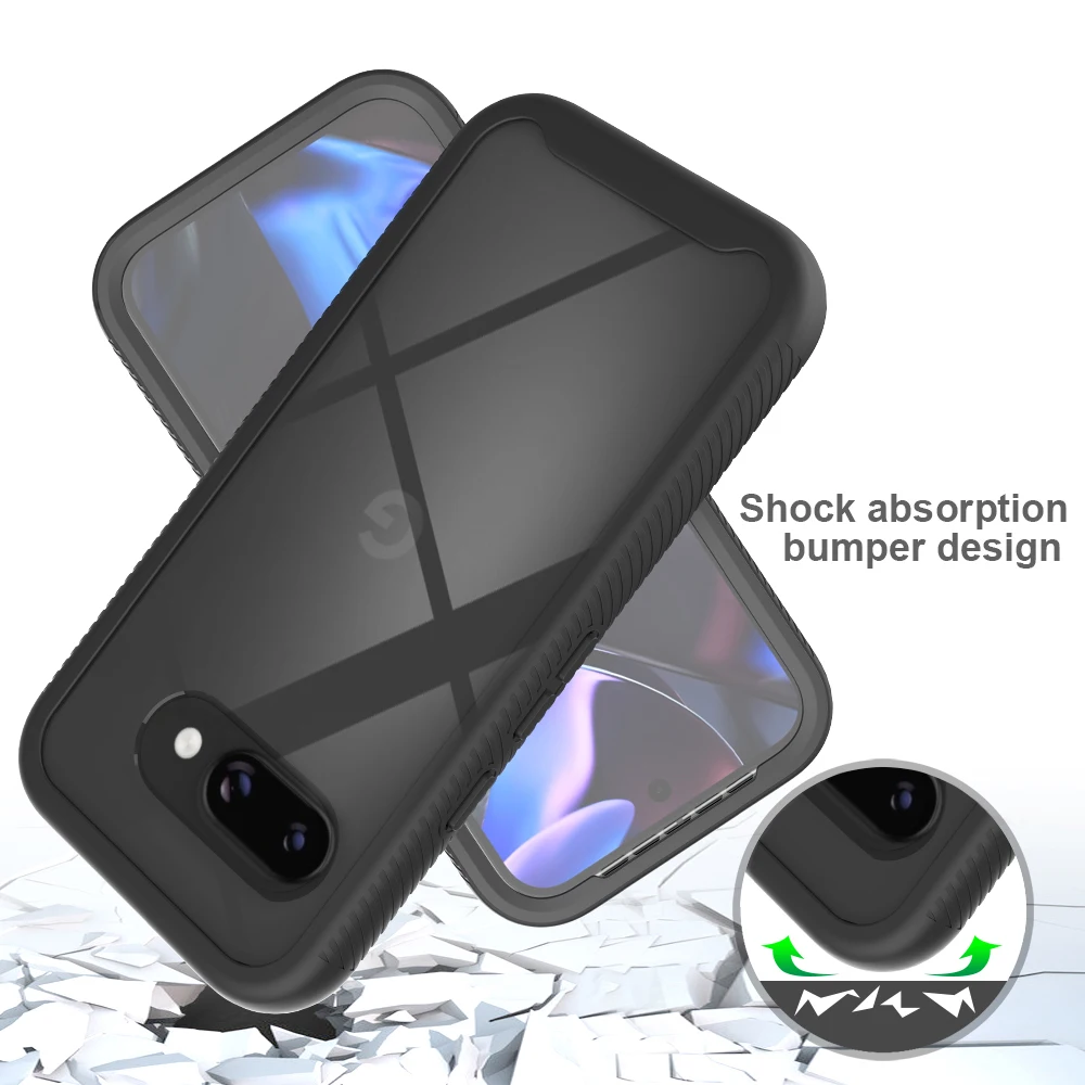 PET Screen Protector Shockproof Case with TPU Frame and Transparent Acrylic Back Cover