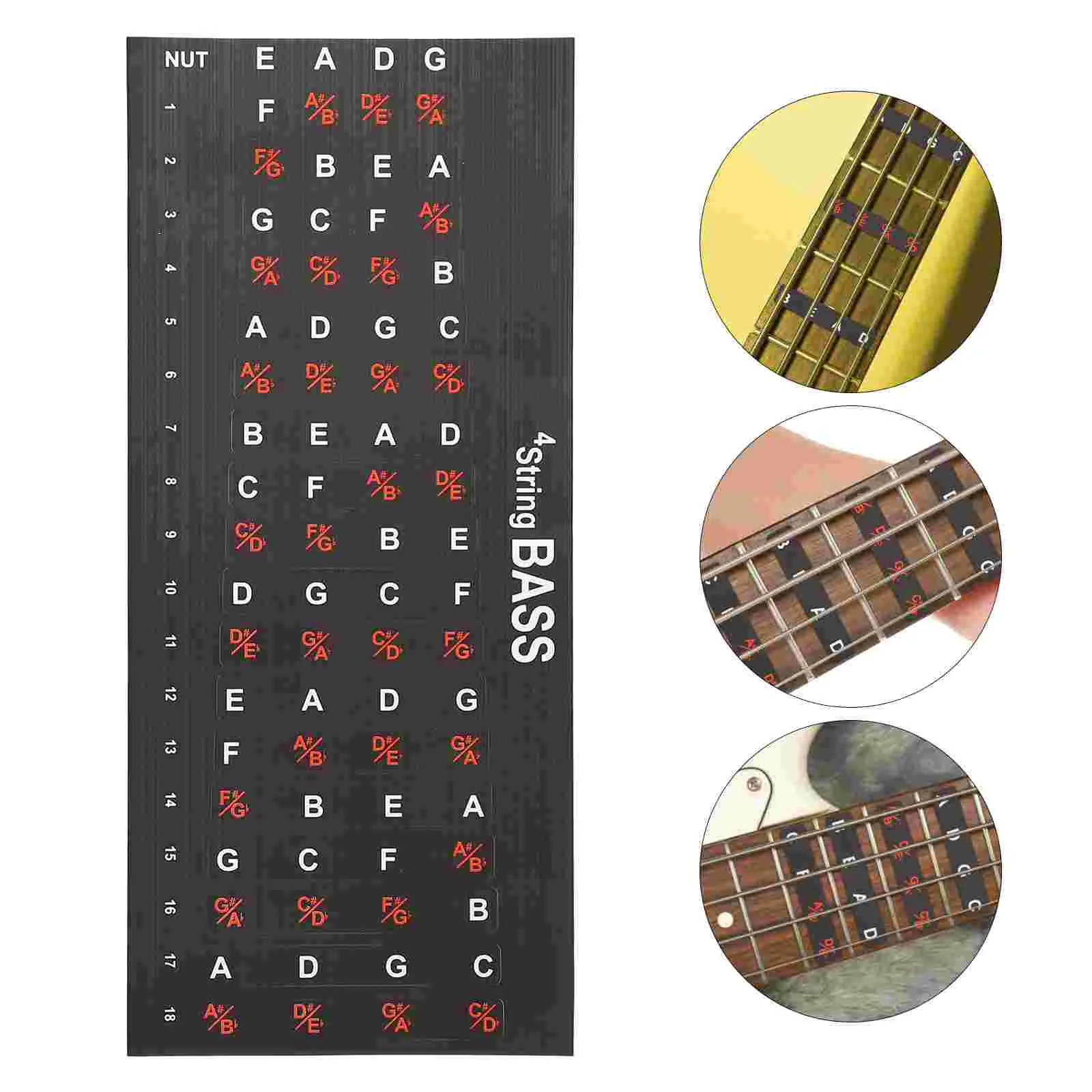 

2 Pcs Guitar Fretboard Stickers Learning Accessories Bass Scale Beginners Decal Notes Practice Tool