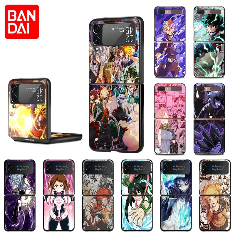 samsung galaxy z flip3 phone case For Samsung Z Flip 3 5G Cases My Hero Academia Painted Cover Luxury Black Hard Phone Case For Galaxy Z Flip3 Protection Fundas galaxy flip3 case