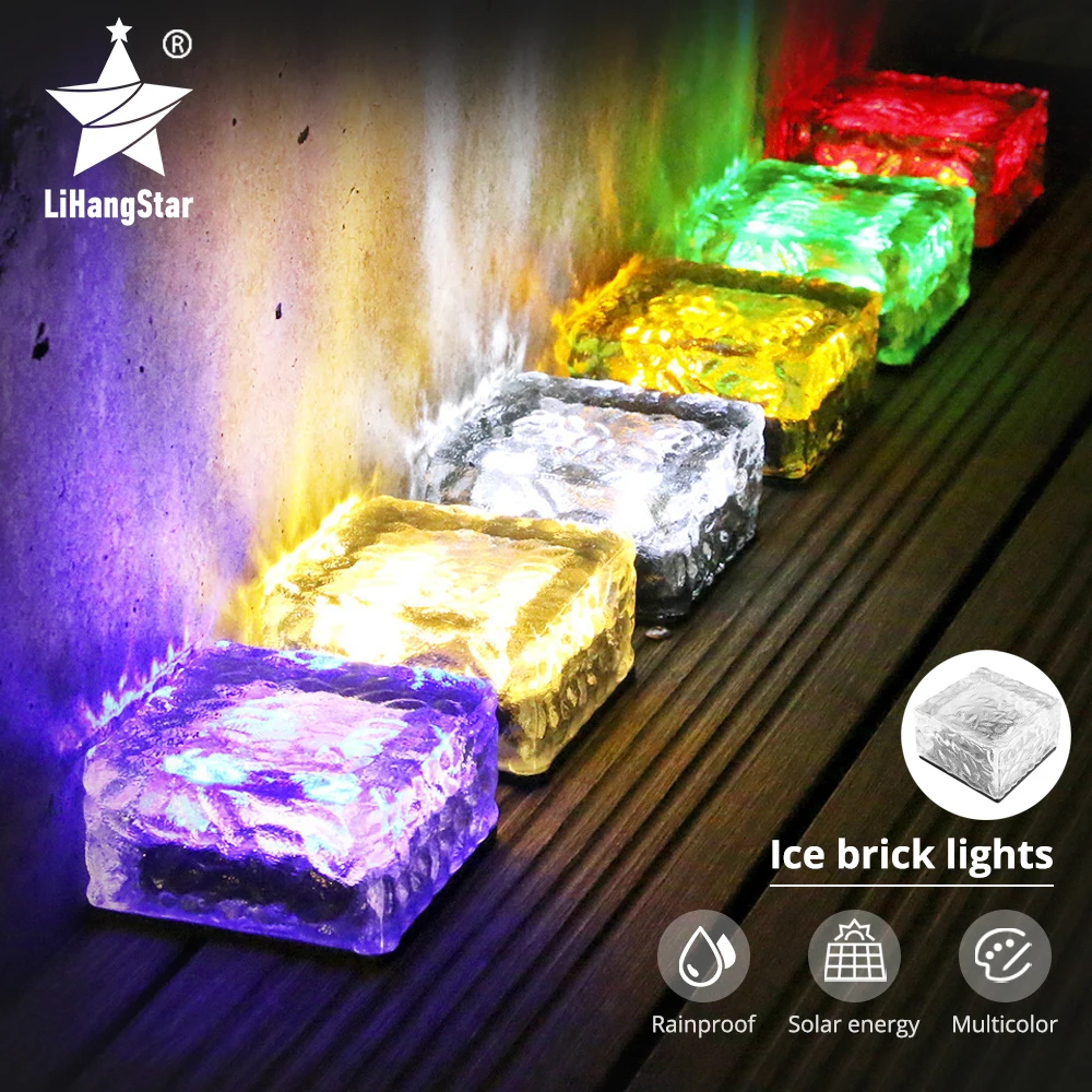 LED Solar Lawn Garden Light Brick Solar Ice Cube Light Outdoor Decorative Light Stairway Passage Driveway Landscape Terrace