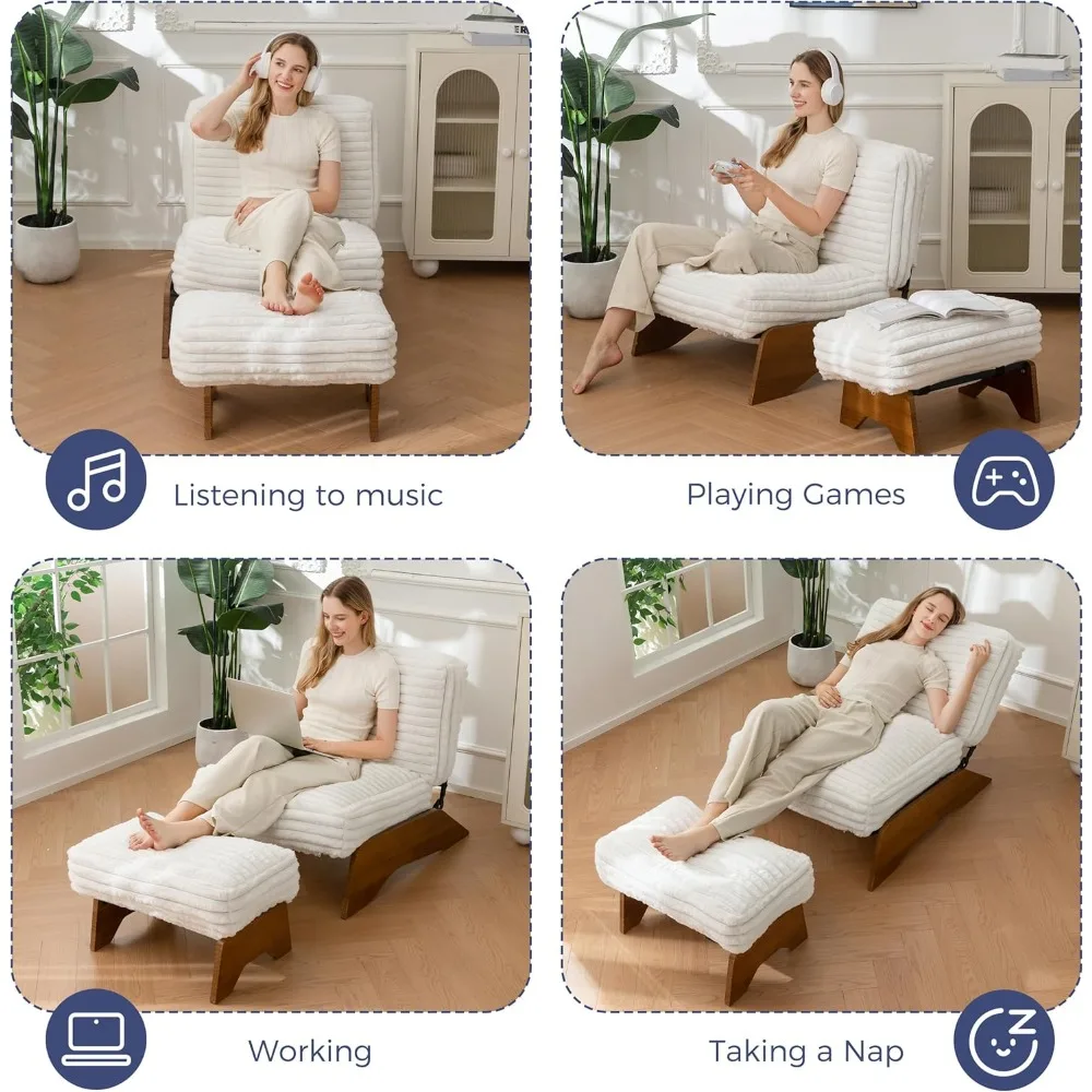 Modern Adjustable Accent Chair with Ottoman, 5