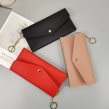 Portafoglio lungo alla moda e dolce con bottone di grande capacità per un uso conveniente nella borsa per carte da donna di moda da viaggio