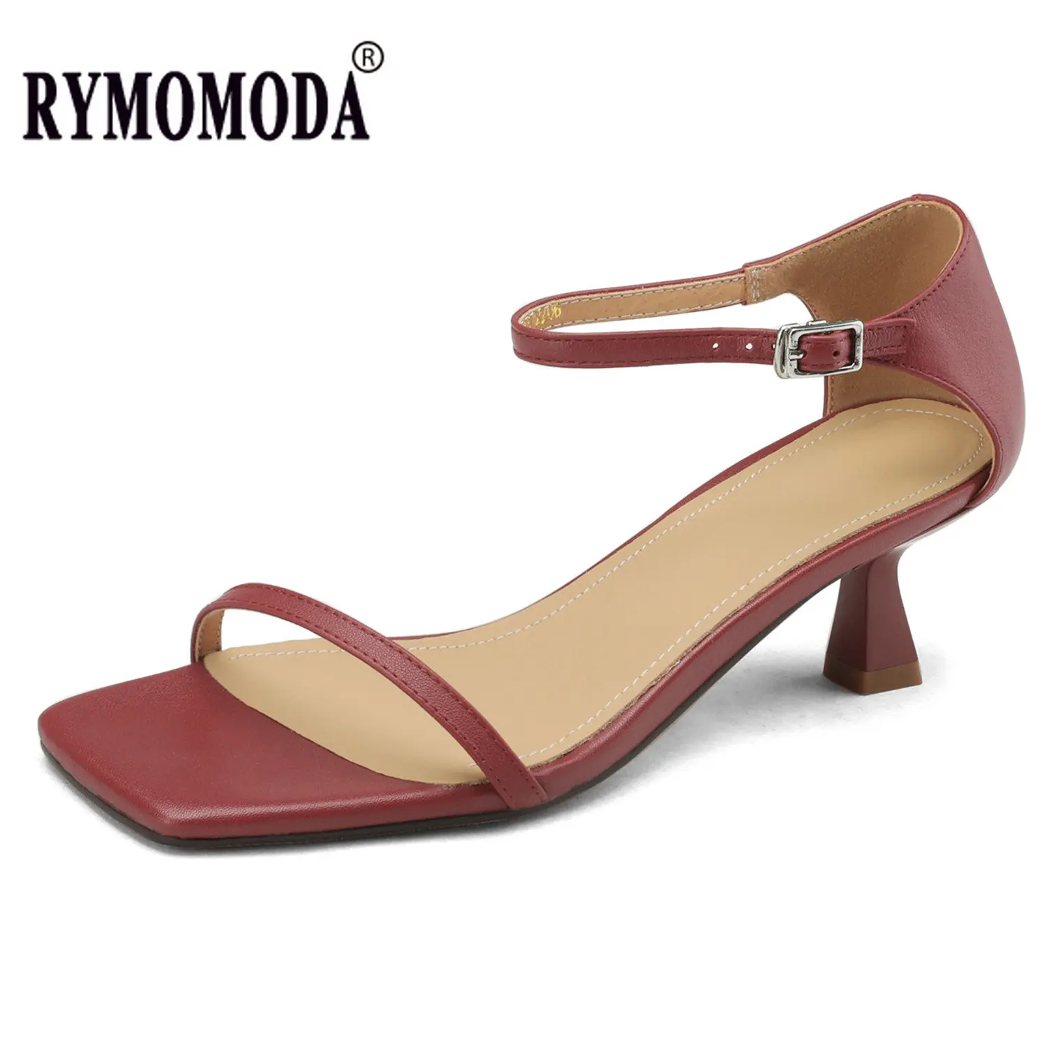 

Summer Women Sandals 2023 New Fashion Luxury Genuine Cow Leather Thin Heel Quality Handmade Birthday Gift Ankle Strap Shoes