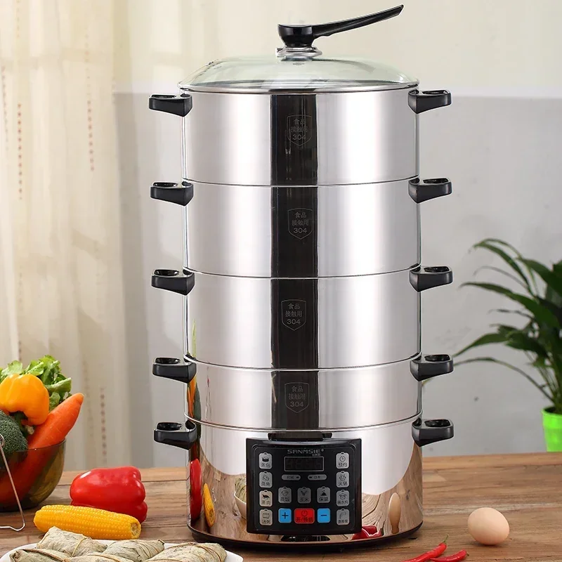 32cm household multifunctional electric steamer steamer 304 stainless steel large capacity smart 220v