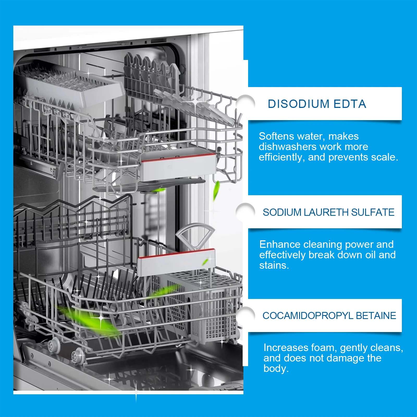Dishwasher Cleaner Effervescent Tablet Powerful degreasing, decontamination, descaling, washing and cleaning