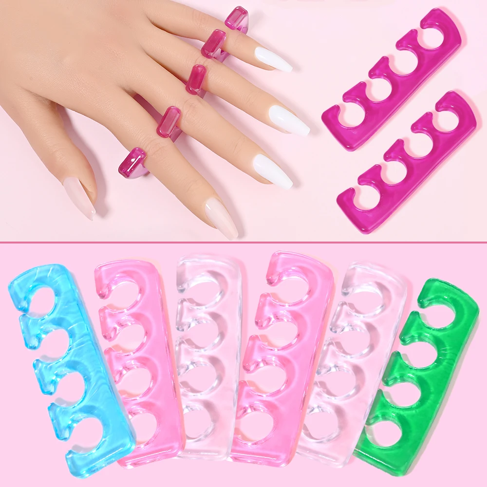 Soft Silicone toe separators 5-Colors 2.6*9.2cm Manicure Pedicure Foot Brace Flexible Finger Toetip Separate Nails Tool 2Pcs