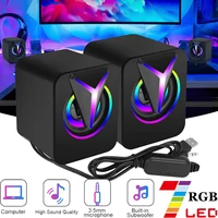 USB Wired Computer Speakers PC Sound Box HIFI Stereo 3.5mm Jack with RGB LED Light Game Speaker For Desktop Computer