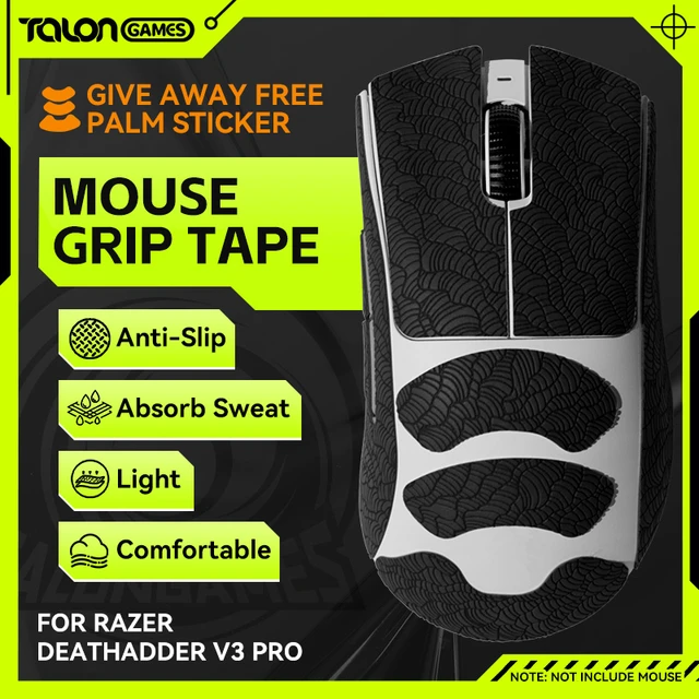 Talongtames-razer Deathadder、v3 pro、手のひら汗吸収用のブラック 