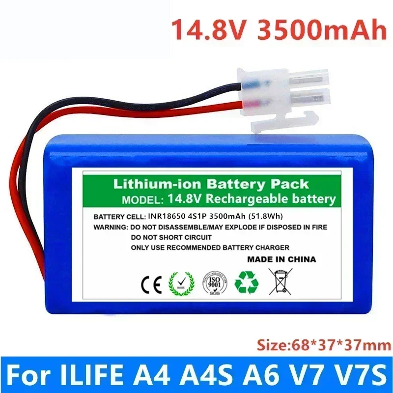 

100%New Original 14.8V 9800mAh li ion Rechargeable Battery For ILIFE A4 A4s V7s A6 V7s plus Robot Vacuum Cleaner iLife battery