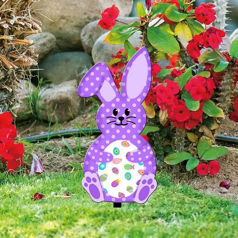 Easter Yard Sign With Stakes Acrylic Bunny Outdoor Sign Sturdy Easter Garden Outdoor With Stakes For Patio Garden Yard