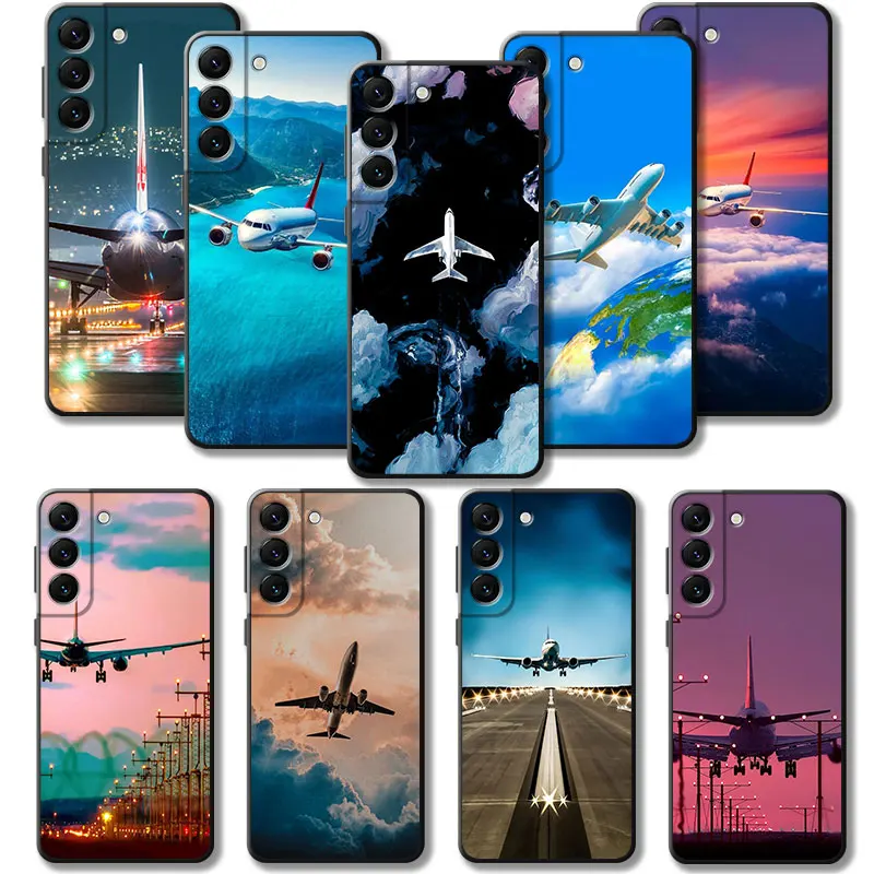 Per Samsung Galaxy S24 Z Flip 5 Z Flip 4 Z Flip 3 Z Flip Case Airplane Blue Sky Scenery Color Cloud