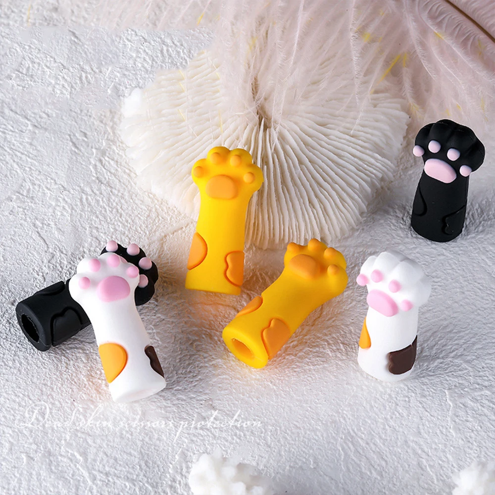 Silicone Cat Paw Cuticle Nail Scissors Sleeve Dead Skin Tweezers Cap Nipper Protective Cover Pedicure Tools