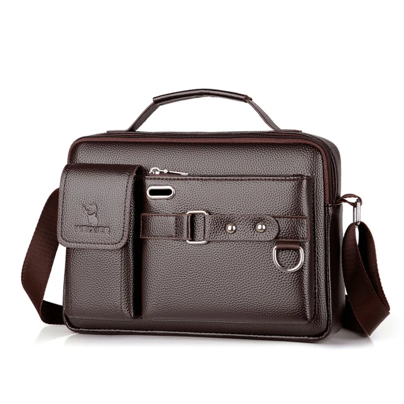 PU Leather Single Shoulder Bag Zipper Casual Handbag Business Single Shoulder Messenger Bag Crossbody Bags for Men purse