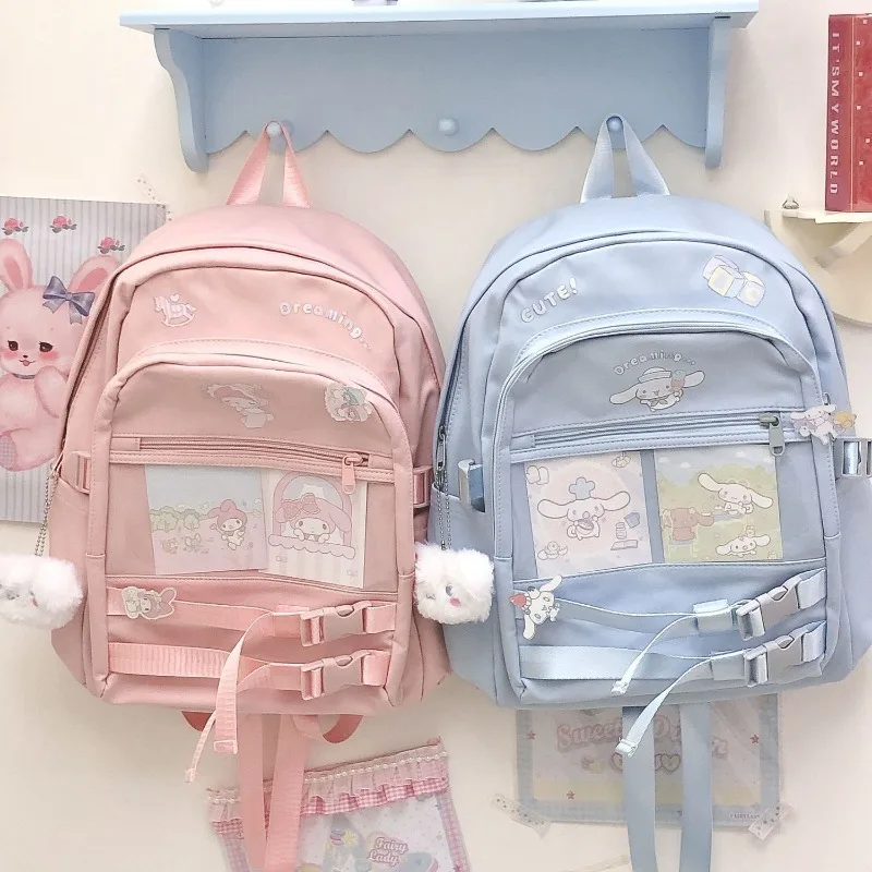 MBTI Sweet Cinnamoroll Womens Backpack Cute Original Blue Youth School Backpacks Japanese Style Fashion Female Aesthetic Bags