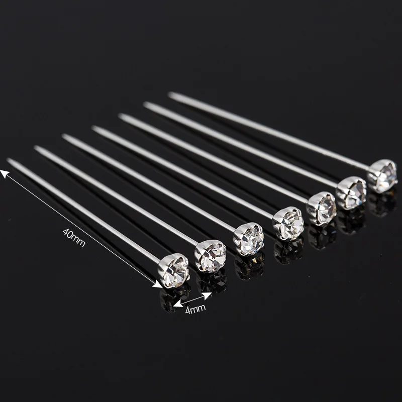 72Pcs/Box Fashion Handmade Dress Pins Round Crystal Head Dressmaking Pins Weddings Corsage Florists Sewing
