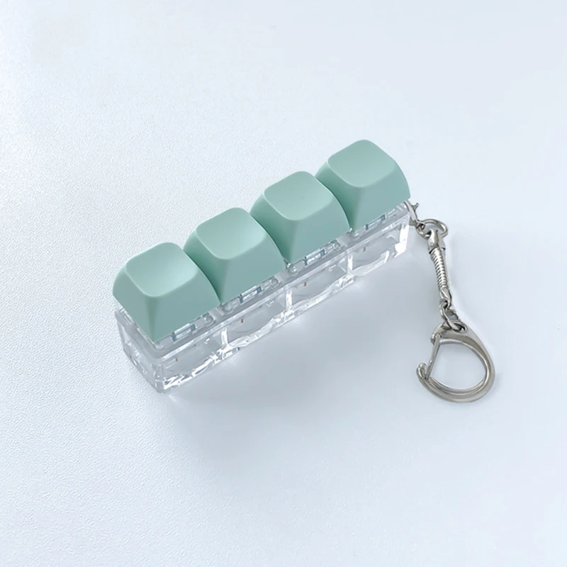 Button Keycap Fidget Keychain 4 Keys Keyboard Decompression Toys DIY Keyboard Keychain Toys for Adult Gifts To Relief Pass Time