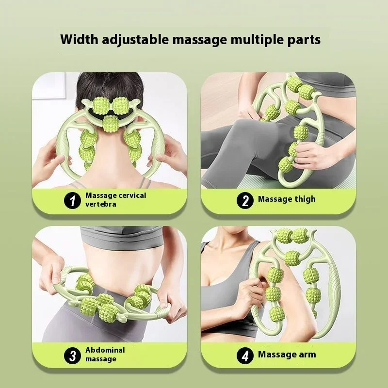 Massageador circular de nove rodas para alongamento, exercícios para os músculos da panturrilha, relaxamento, ioga, beleza das pernas e fitness._voghion.com