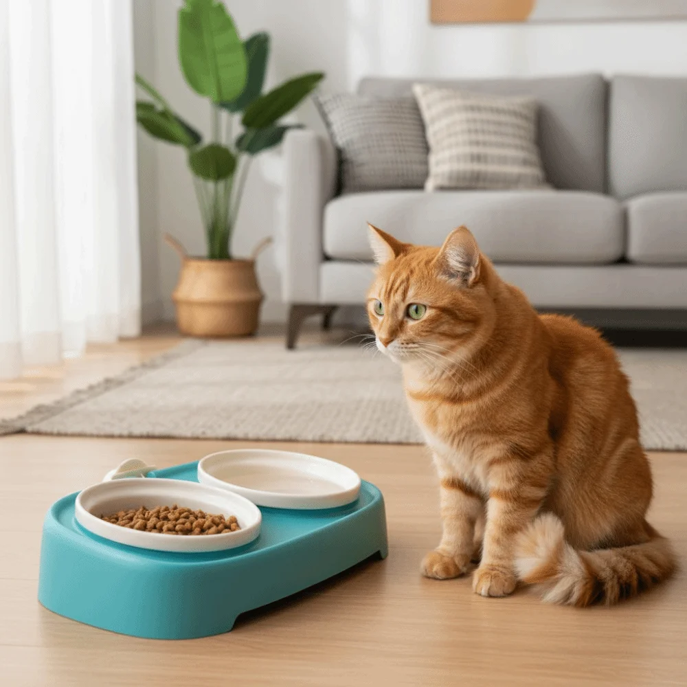 Pet Supplies Slanted Pet Feeding Bowl Anti-Flip Wall-mountable Pet Slow Feeder Bowl Detachable Cat Food Bowl Home