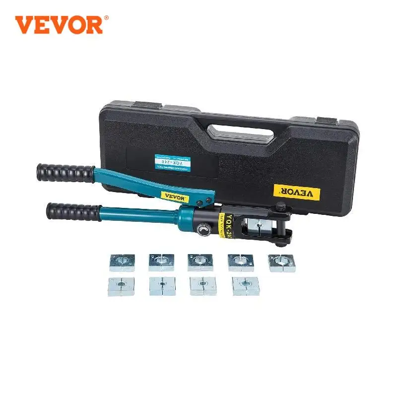 VEVOR Hydraulic Compression Tool Crimping Plier with 10 Dies 16-240mm² Terminal Wire Tool Electrical Battery Cable Lug Crimper