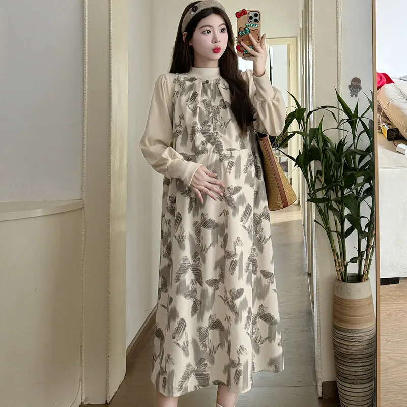 F71834# Top + Dress Maternity Clothes Dress Women Sleeveless Maternity Clothes Set