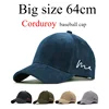 Spring Autumn Big Size Corduroy Baseball Caps 100%Cotton Embroidery Unisex Baseball Hat for  Men Adjustable Outdoor Hip Hop Hats 1