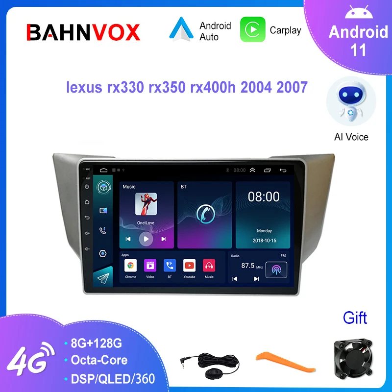 

Автомагнитола 2DIN, 9 дюймов, Android 11,0, для Lexus RX300, RX330, RX350, RX400H 2004-2007, мультимедийный плеер с GPS-навигацией, 4G, стерео