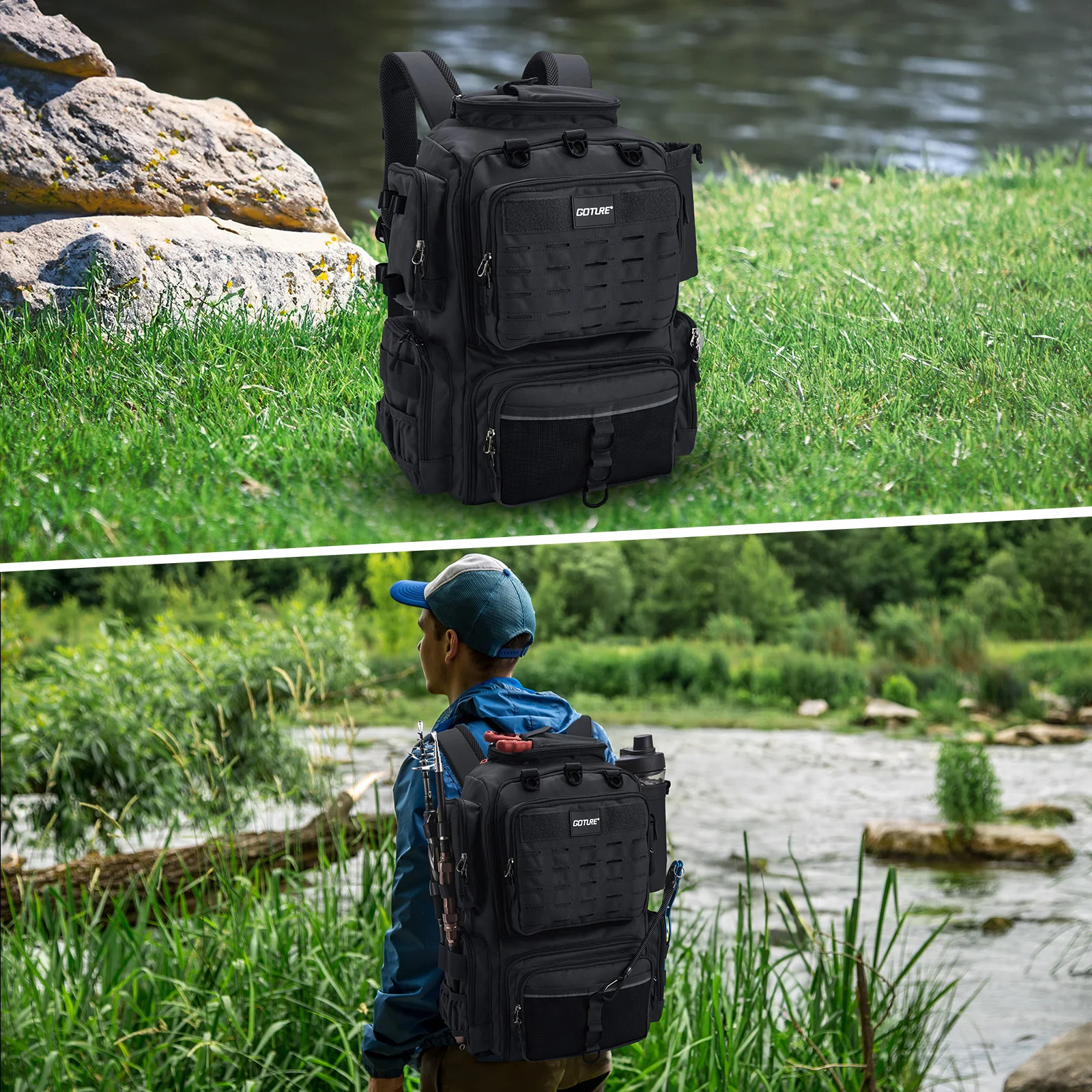 Goture 600D Oxford Cloth Outdoor Multifunctional Tactical Backpack Travel Mountaineering Explore Bag Fishing Storage Backpack
