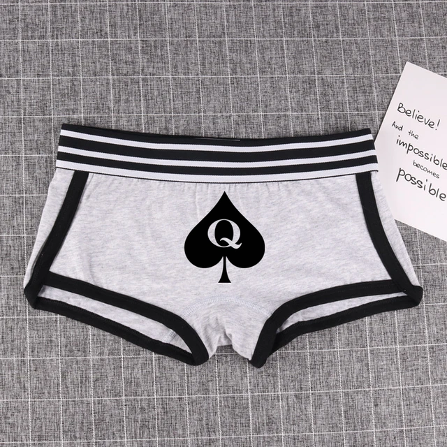 Queen of Spades QOS Funny Womens Sexy Underwear Love Heart Pink Knitting  Female High-waisted Comfortable Breathable Panties - AliExpress