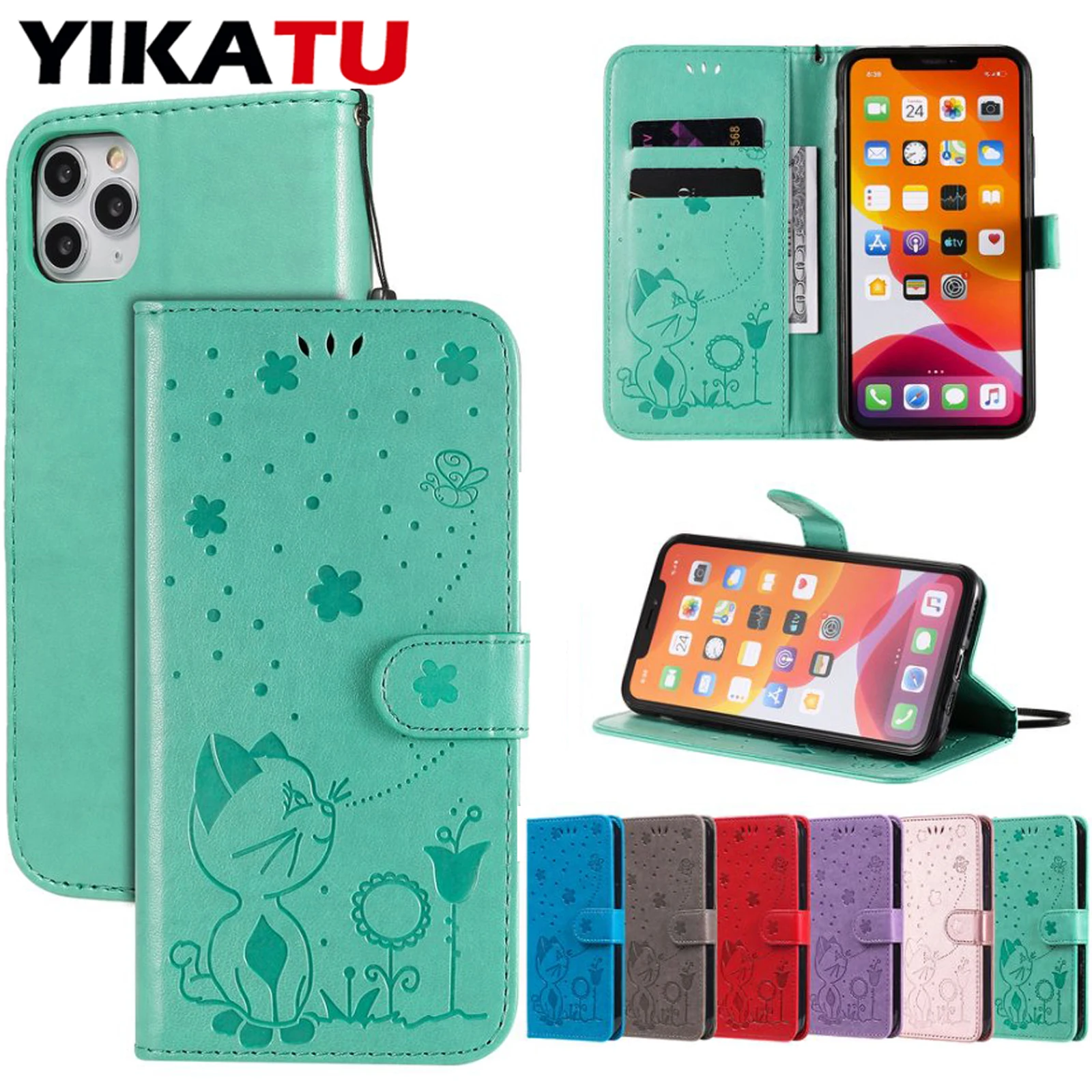 Magnetic Leather Phone Case with Flip Card Slot and Wallet Feature