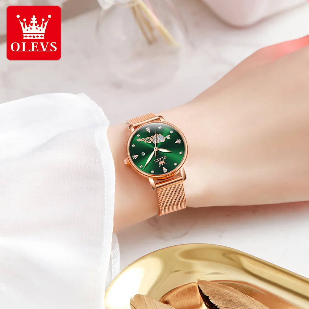 OLEVS 5509 ساعات نسائية موضة أصلية ساعة كوارتز للس...