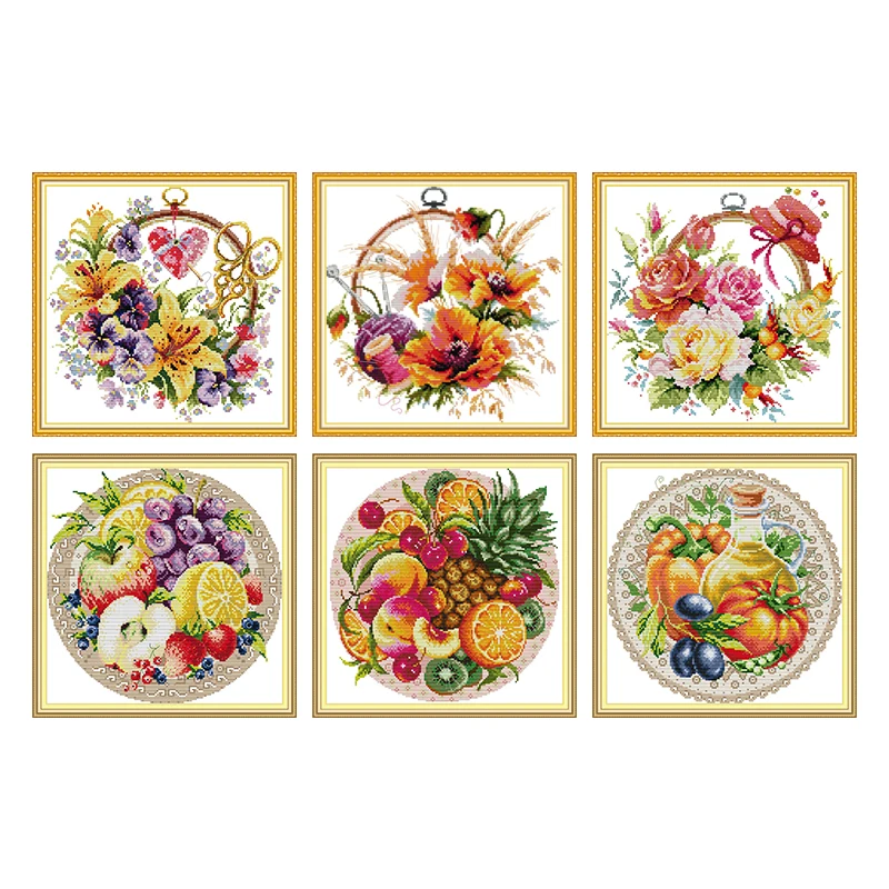 Joy sunday printed cross stitch kits Flower pattern DIY cross stitch kits embroidery needlework sets accessories,cross stitch kit