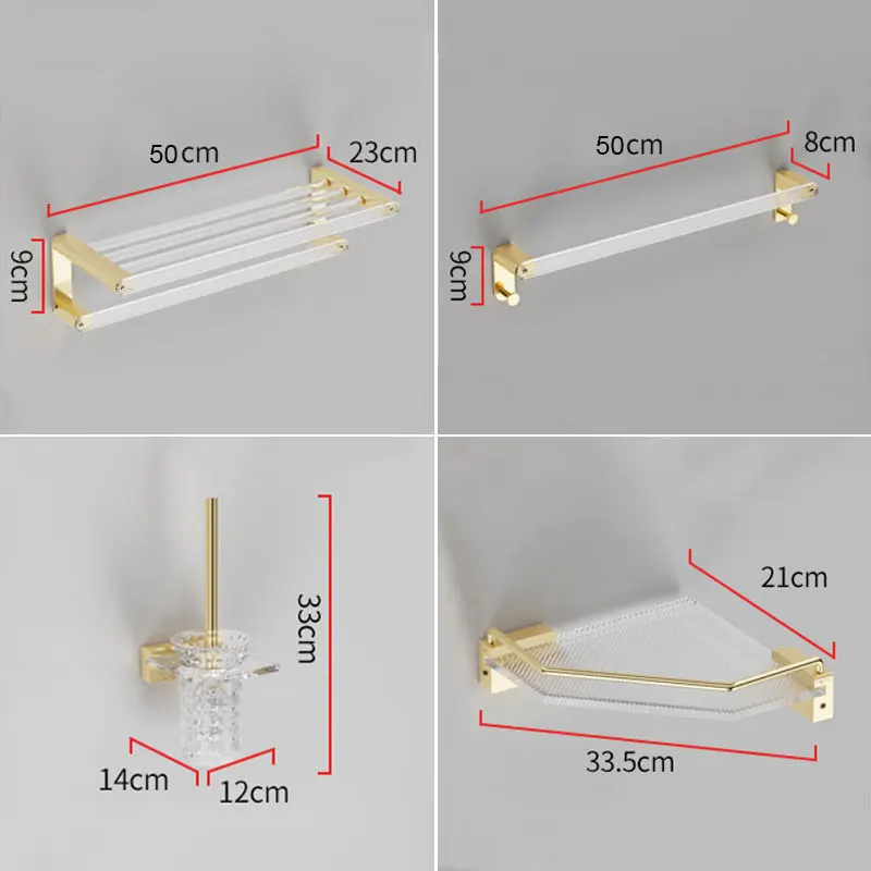 DOOKOLE Bathroom Hardware Set Gold Bath Accessories Wall Mounted Towel Rack Towel Bar Toilet Brush Towel Hooks Paper Holder