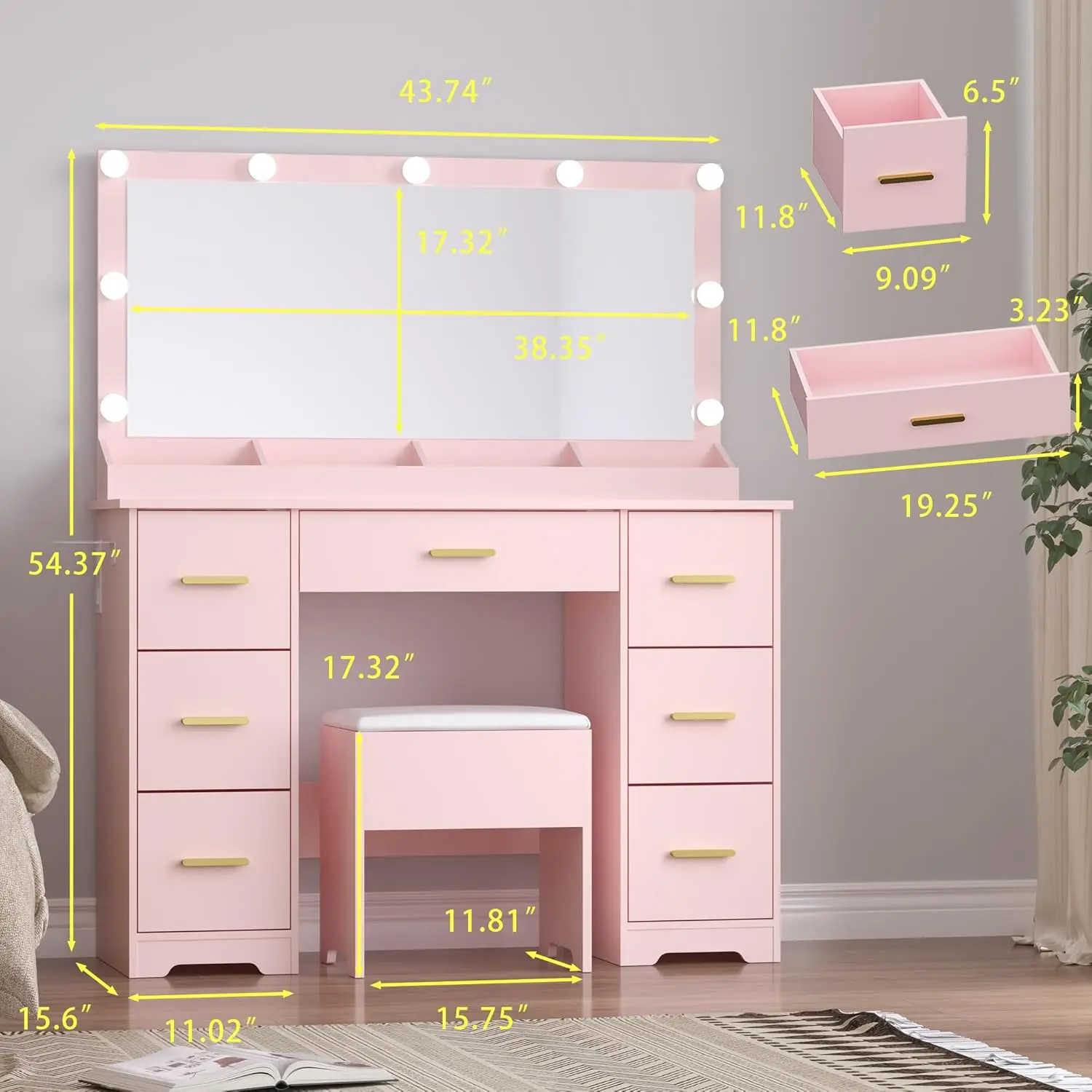 Makeup vanity specifications