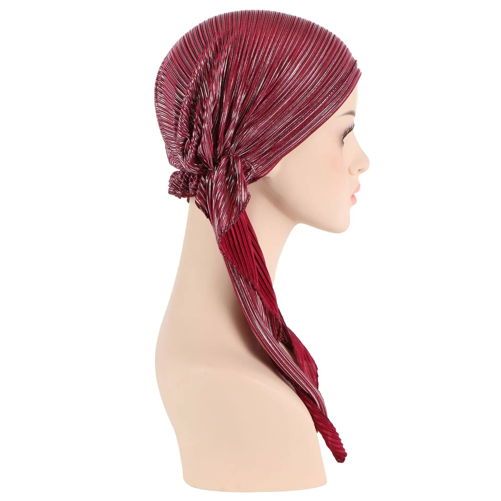 New Hijab Turban Hats for women Pre tied  Headscarf Caps Chemo Beanies Headwear for Cancer 3