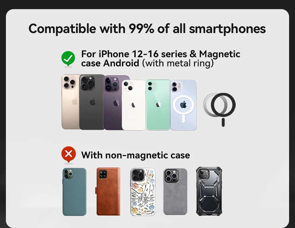 Magnetic Wallet Phone Stand Card Holder For iPhone 16 15 14 12 Lightweight Anti-